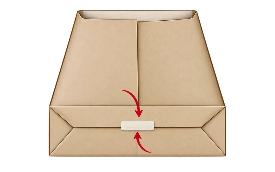 Overlap and tape the base flaps.