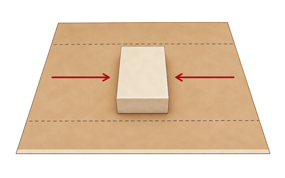Measure paper with room for the bag base.
