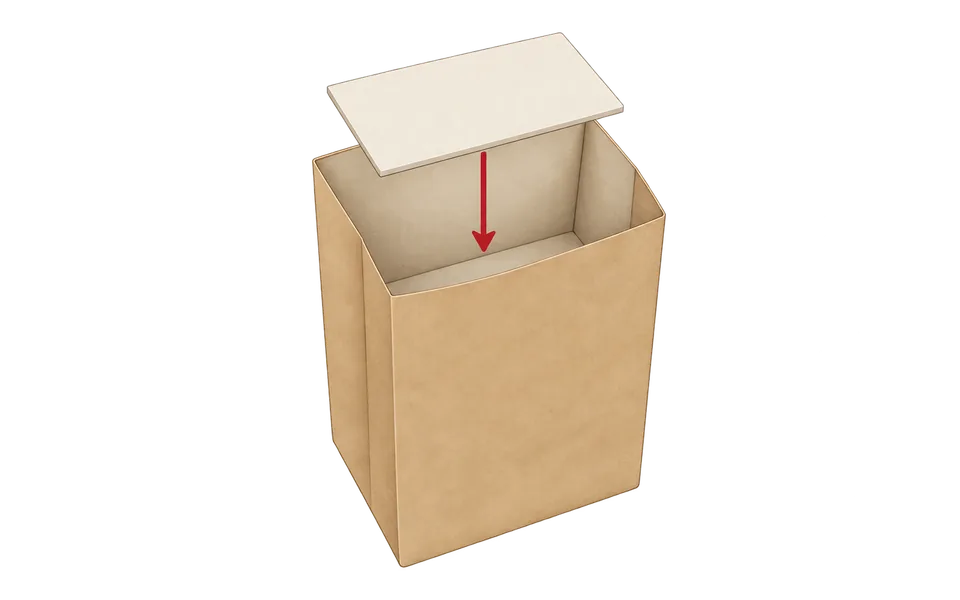 Open the bag and add a card base.