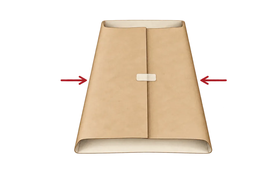 Overlap and tape the side edges.