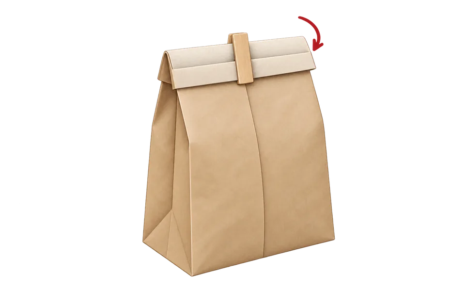 Fold the filled bag shut and clip it.