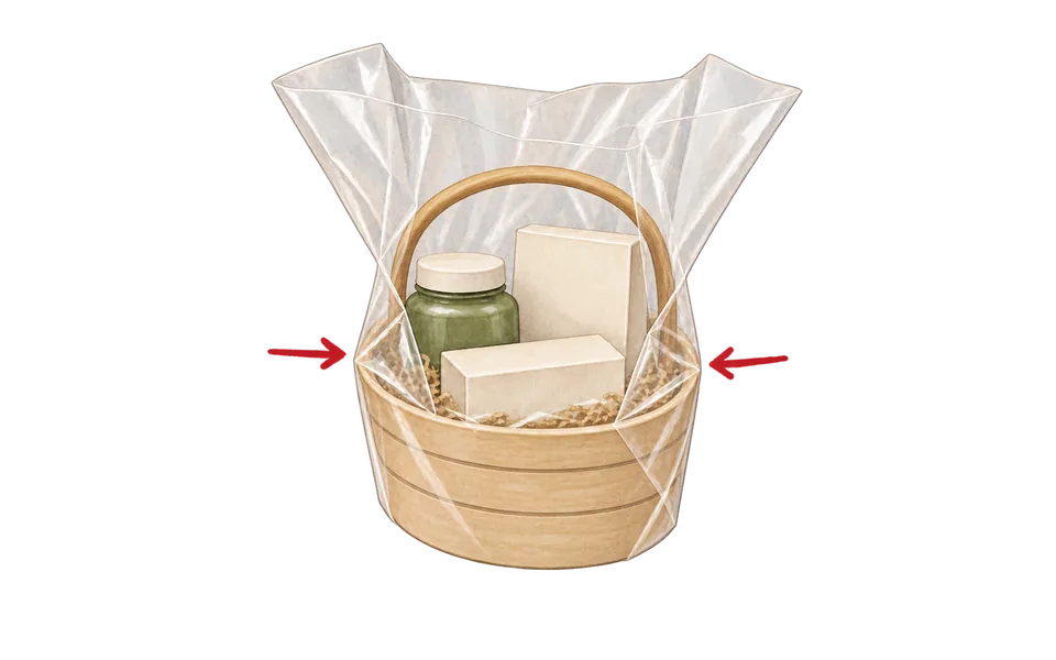 Fold the side corners against the basket.