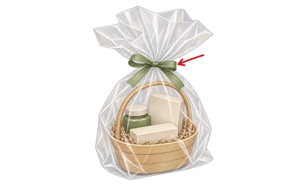 Gather and tie the sheet above the basket.