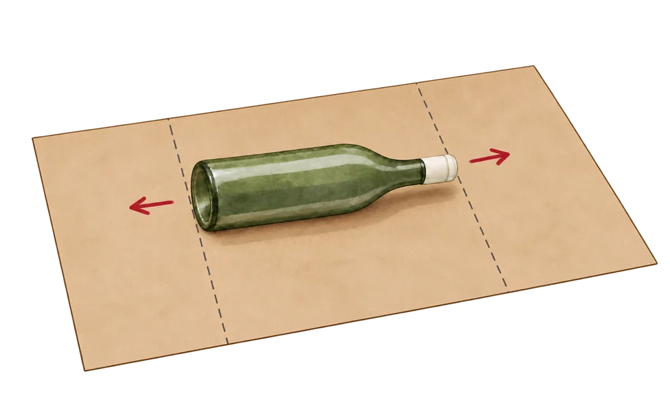 Leave paper beyond the base and neck.
