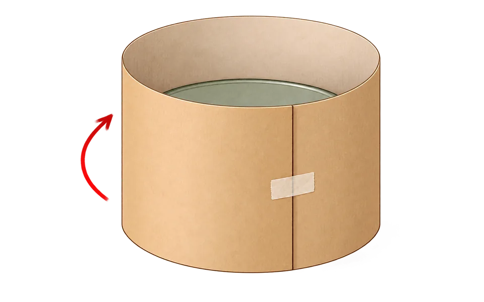 Roll the paper and tape the side seam.