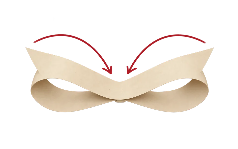 Twist both ends into pointed loops.