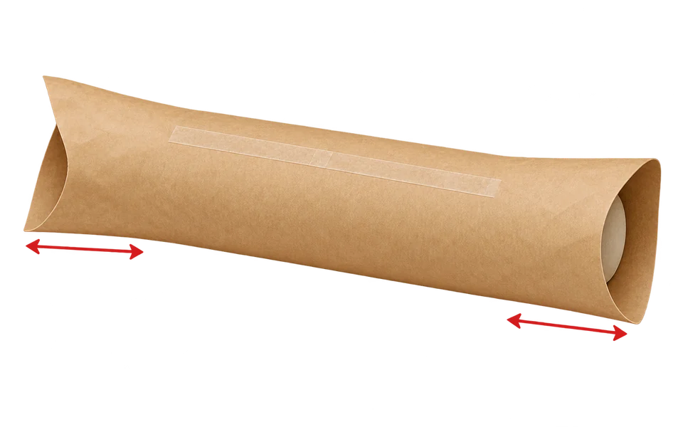 Leave spare paper at both ends of the tube.
