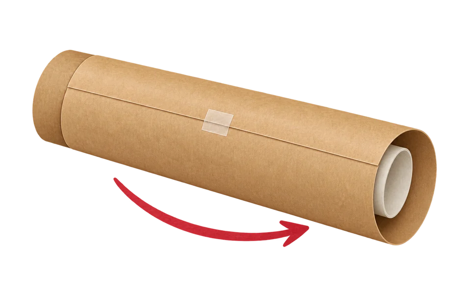 Roll the paper round the tube and tape the seam.