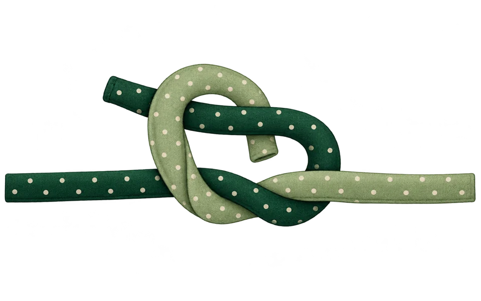 Cross the left end over and under the right.