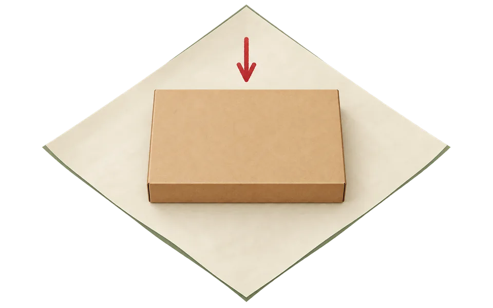 Center the box on a diamond of paper.