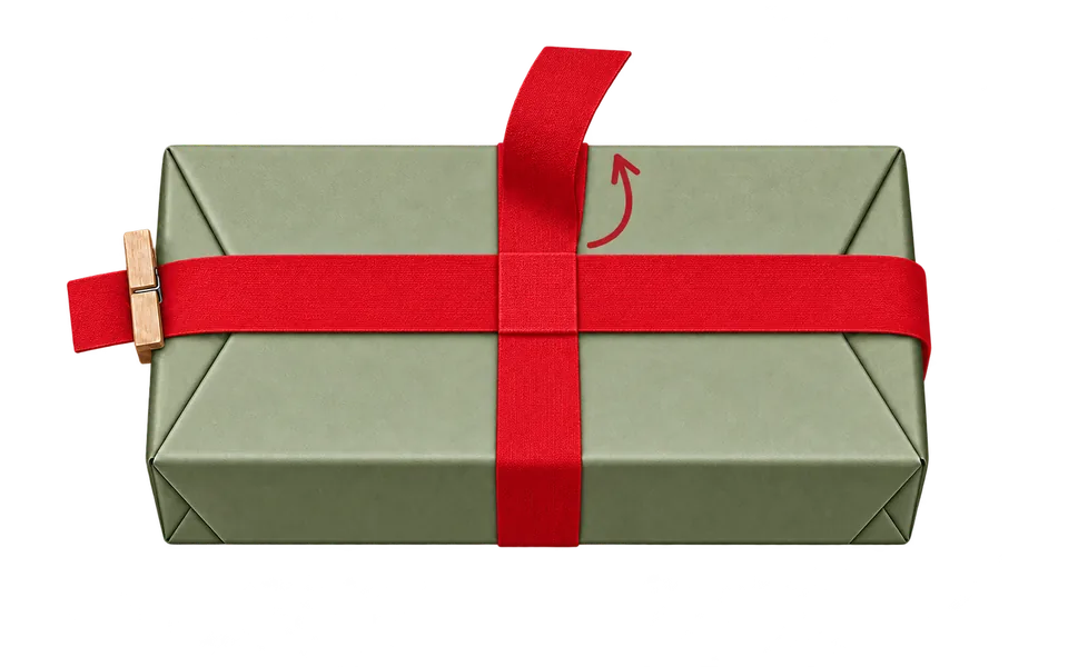 Cross the ribbon and turn it around the other sides.