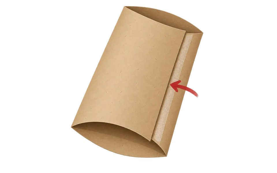 Fold the tube and fix the flap under the edge.