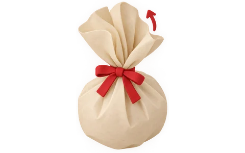 A sheet of tissue pinched in the center and lifted, so the corners hang down in soft folds.