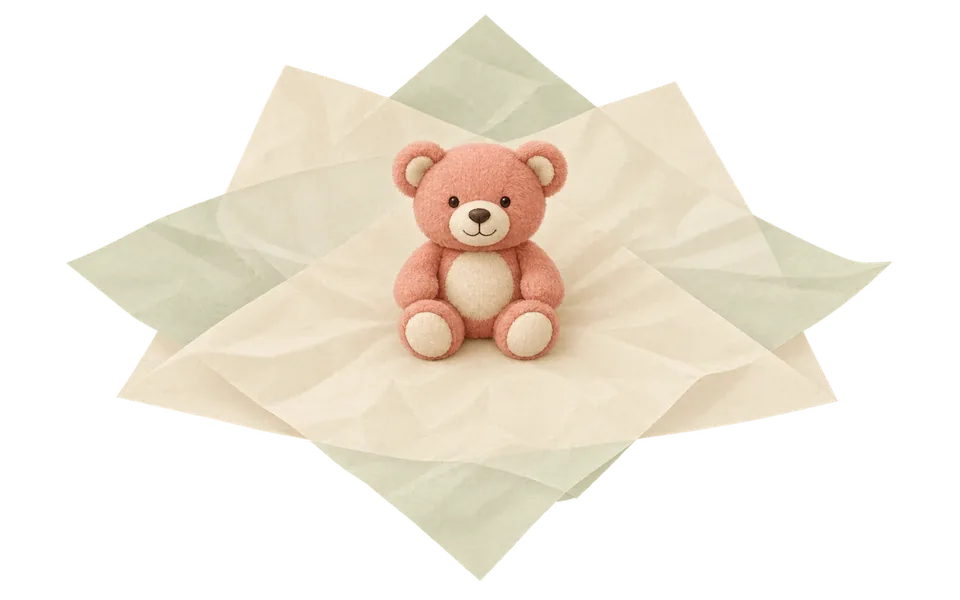 Set the toy upright in the middle of the sheet.