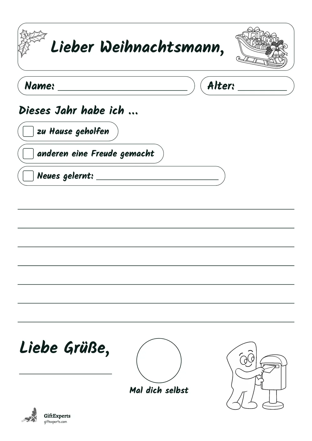 Brief, schwarze Linien