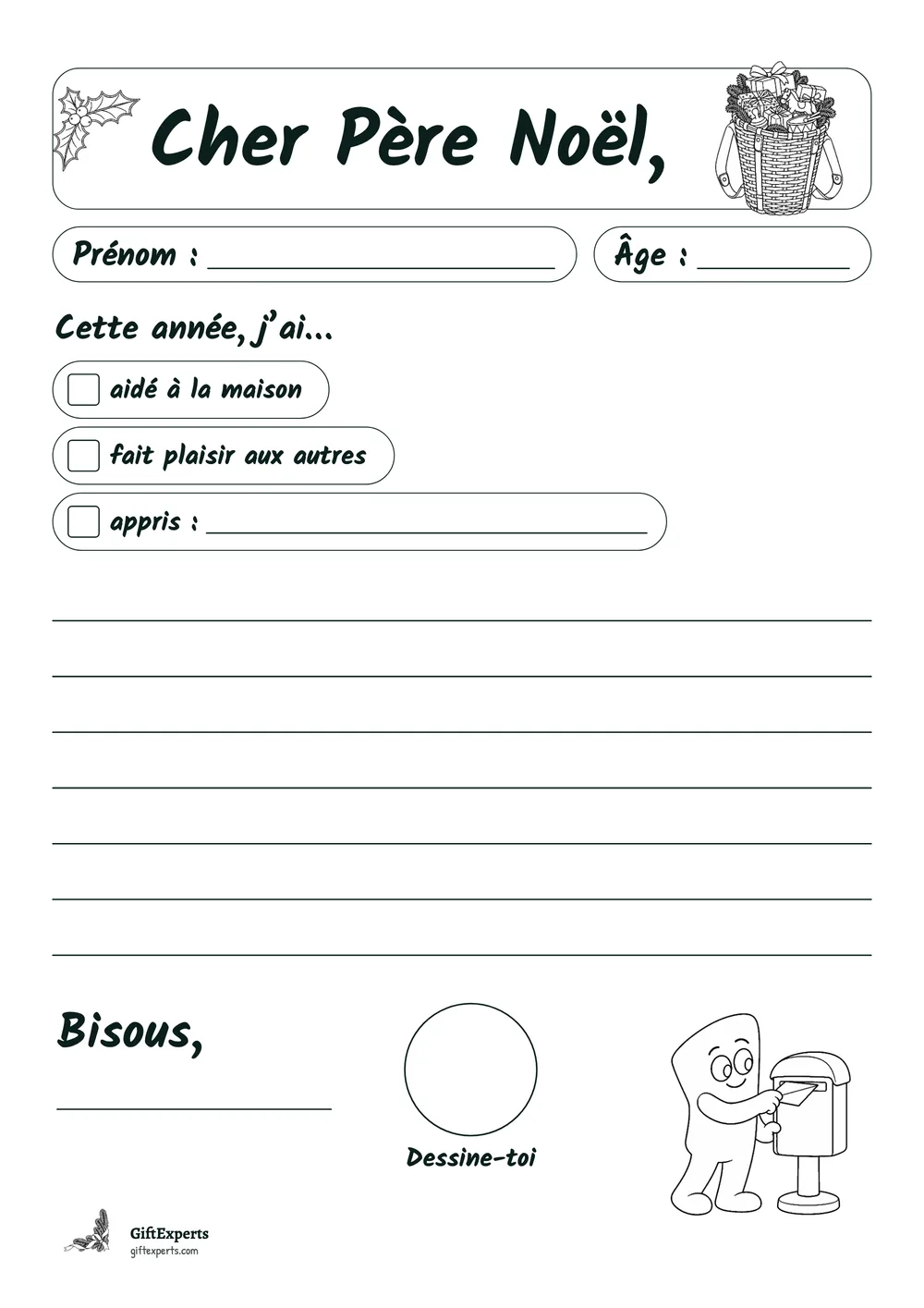Lettre en traits noirs