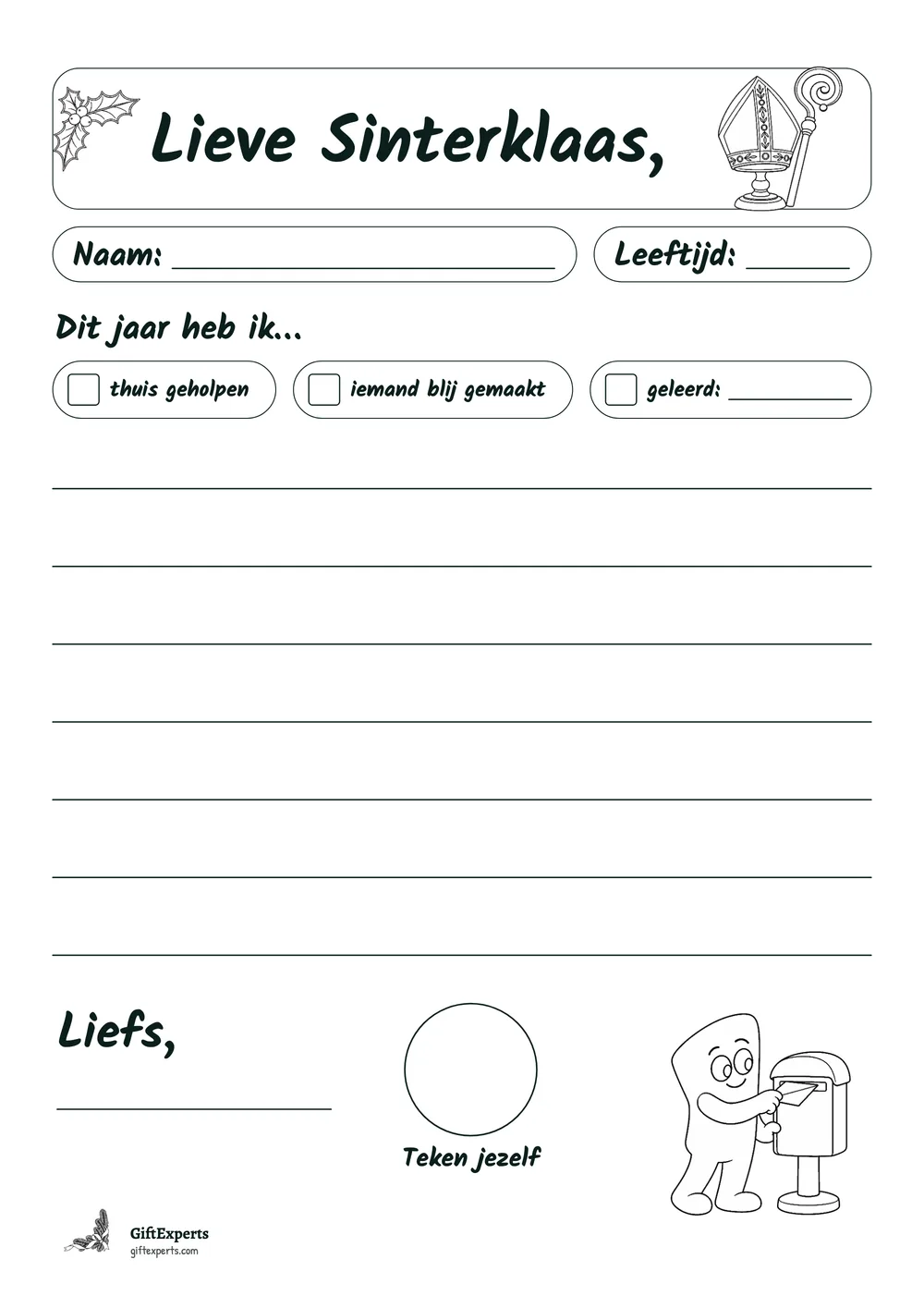 Brief, zwarte lijnen
