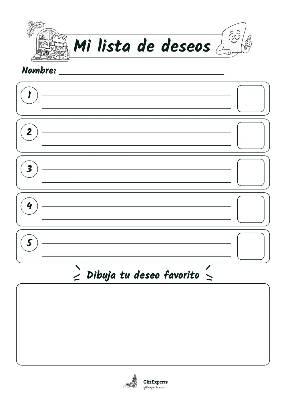 Lista en blanco y negro