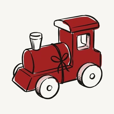 A wooden toy train