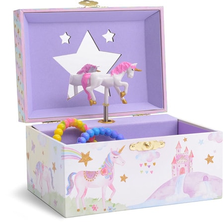 Jewelkeeper Girl's Musical Jewellery Storage Box with Spinning Unicorn