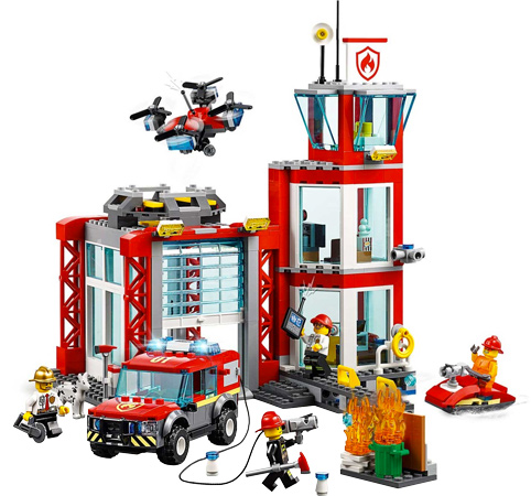 Lego City Fire Station Garage Building Set