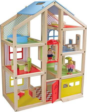 Melissa & Doug Hi-Rise Wooden Doll's House and Furniture Set