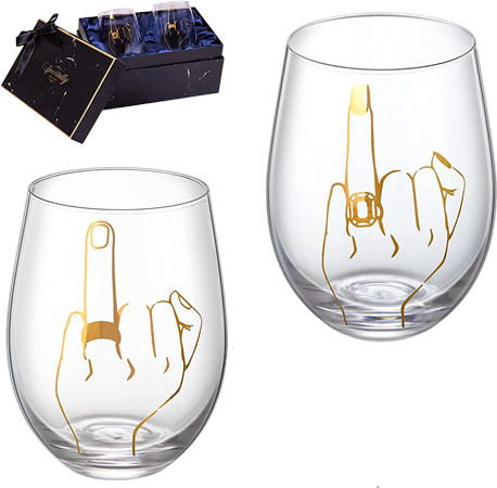 Funny Bride and Groom Stemless Glasses