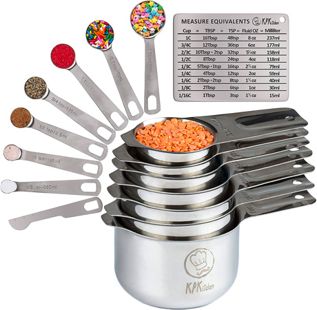 Stainless Steel Measuring Cups and Spoons