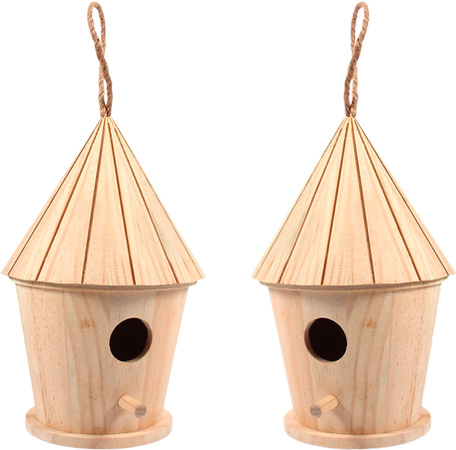 Two Wooden Bird Nesting Boxes