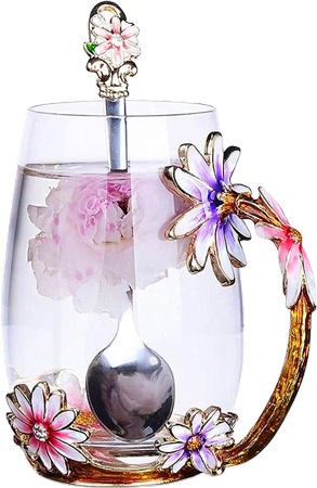 Glass Flower Tea Mug