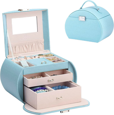 Blue Leather Jewelry Box