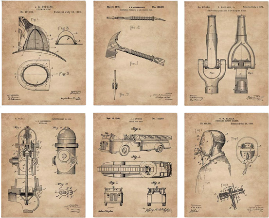 Firefighter Patent Print Set