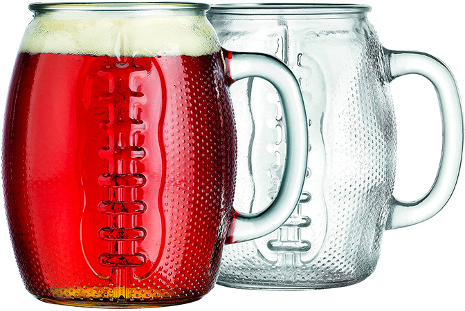 Glass Football Mugs