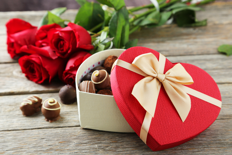 Chocolates and flowers for Valentine's day