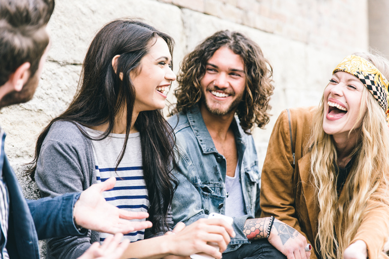 Laughing friends