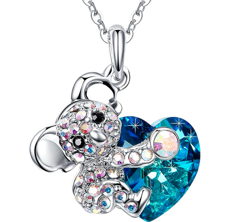 Kristall-Halskette mit Koala-Herz-Anhänger