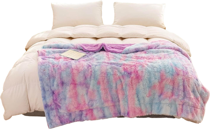 Rainbow Faux Fur Blanket