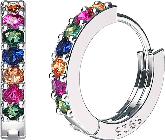 Rainbow Hoop Crystal Earrings