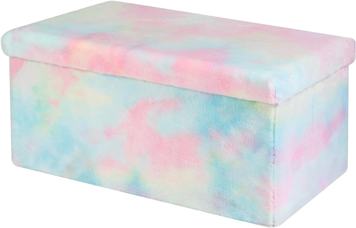 Rainbow Tie-Dye Storage Ottoman