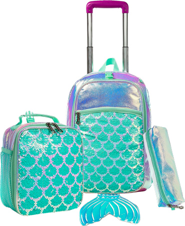 Sequined Mermaid Suitcase Set