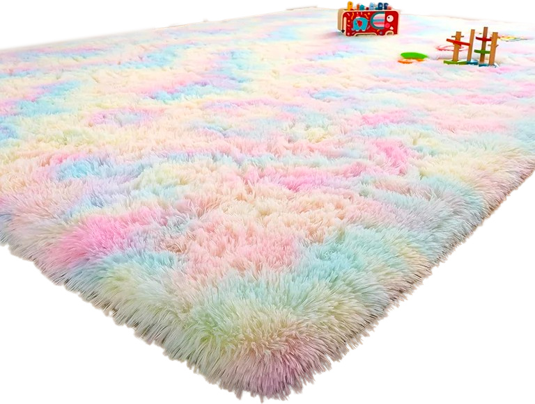 Shaggy Rainbow Area Rug