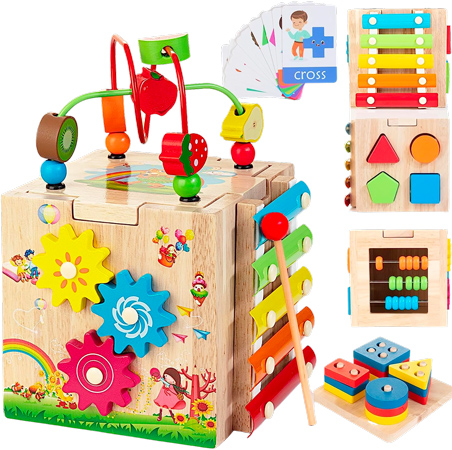 Wooden Interactive Activity Cube