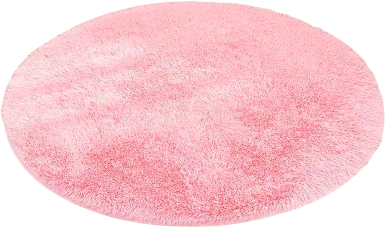 Pink Round Fluffy Rug