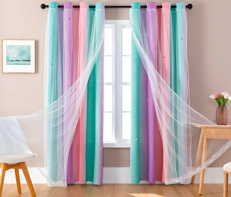 Room Darkening Rainbow Curtains