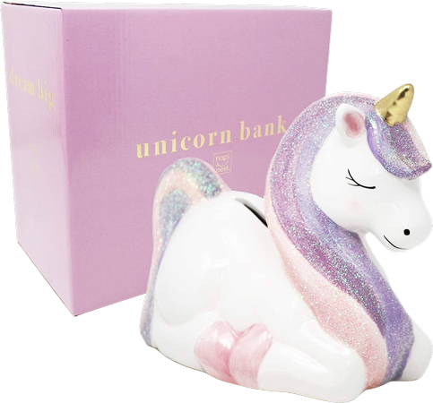 Premium Glitter Unicorn Bank with Golden Details