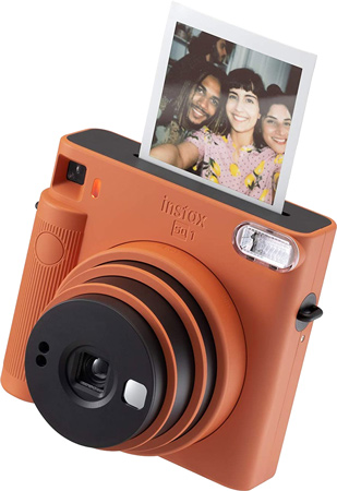 Square-Print Instant Camera with Built-in Selfie Mirror