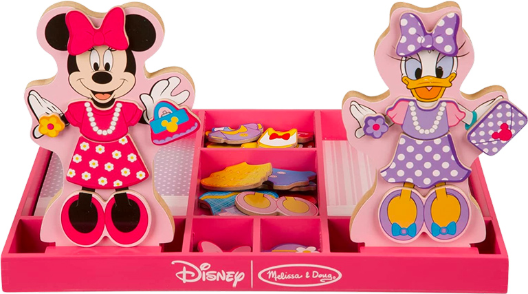 Magnetische Disney Aankleedpoppen met Houten Opbergdoos