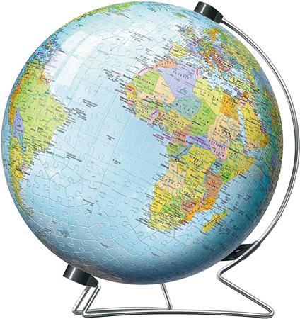 Click-Together World Globe Puzzle with Achievement Tracking