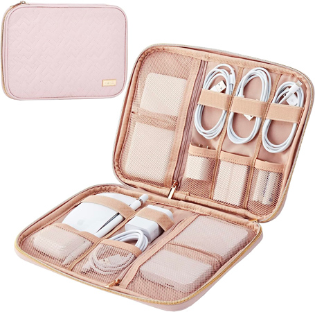 Elegant Pink Tech Organizer with Quick-Access Design