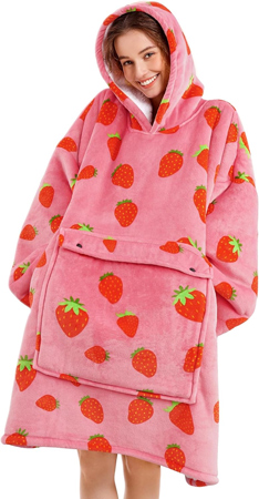 Cozy Strawberry Oversized Blanket Hoodie